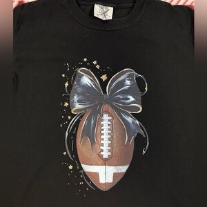 Comfort Colors Black Football Bow Kids T-Shirt